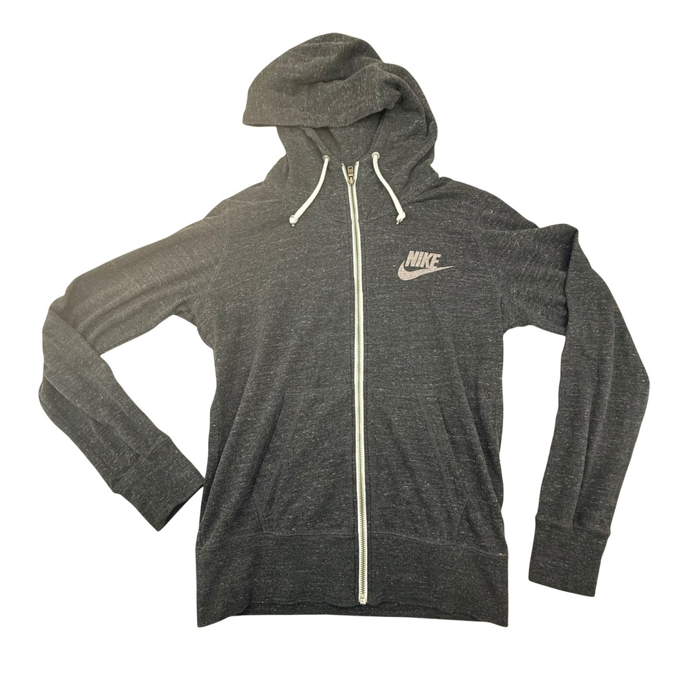 Nike Sportswear Gym Vintage Full Zip Hoodie Charcoal Heather Grey Medium